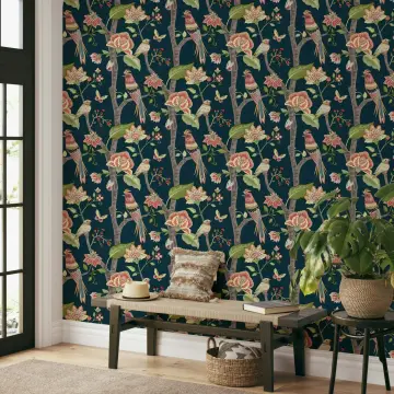 Exotic Birds and Floral Wallpaper