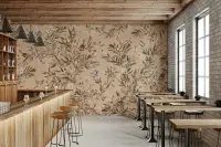 Vintage Floral Bird Wall Mural