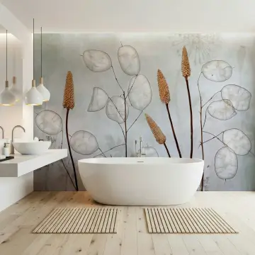 Botanical Wall Mural with Dried Flowers