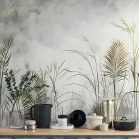 Tall Grass and Leaf Wall Mural