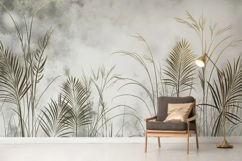 Tall Grass and Leaf Wall Mural