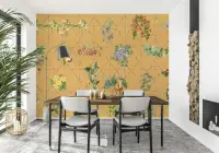 Yellow Botanical Lattice Wallpaper