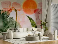 Sunrise Bloom Abstract Botanical Wall Mural