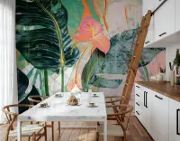 Vibrant Tropical Anthurium Botanical Wall Mural