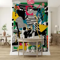 Vibrant Abstract Geometric Collage Wall Mural