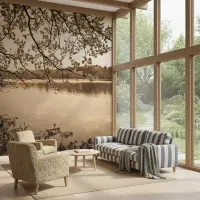Serene Lake and Overhanging Branches Wall Mural