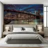 Deep Blue Sky Brooklyn Bridge City Lights Wallpaper Mural 3