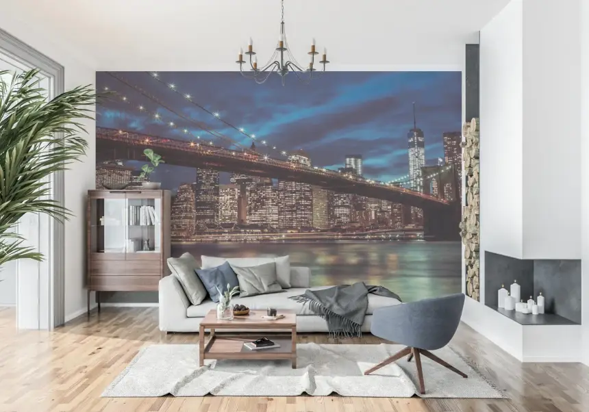 Brooklyn Bridge at Dusk Wall Mural