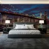 Deep Blue Sky Brooklyn Bridge City Lights Wallpaper Mural 5