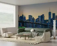 Golden Hour Brooklyn Bridge Manhattan Skyline Wallpaper