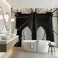 Monochromatic Brooklyn Bridge Cables Wall Mural