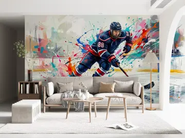 Dynamic Ice Hockey Player Action Wall Mural