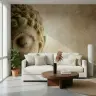 Spiritual Buddha Sculpture Wall Mural in Earthy Tones 3