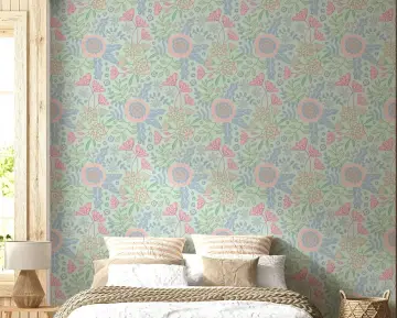 Soft Pastel Floral Bloom Pattern Wallpaper