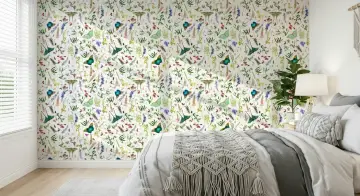 Whimsical Garden Butterfly and Wildflower Wallpaper