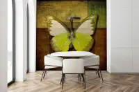 Distressed Butterfly Wall Mural with Rustic Earthy Tones