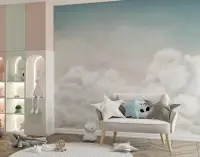 Dreamy Cloud and Star Sky Kids' Wall Mural