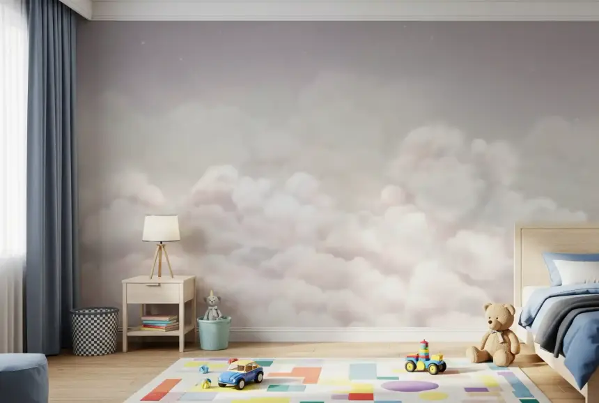 Calming Clouds Pink Wall Mural
