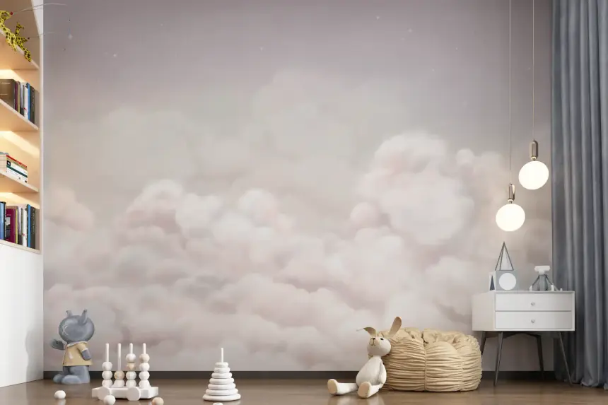 Calming Clouds Pink Wall Mural
