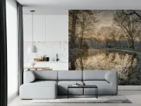 Golden Hour Winter Canal Wall Mural