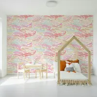 Colorful Wavy Abstract Kids' Room Wallpaper