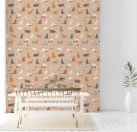 Whimsical Watercolor Cat Pattern Wallpaper