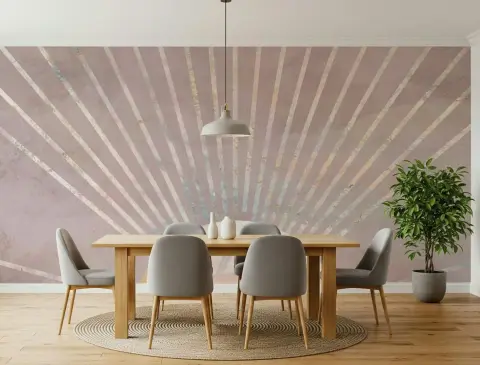 Blush Sunburst Geometric Wall Mural