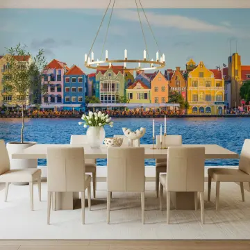 Vibrant Harborfront Cityscape Wall Mural