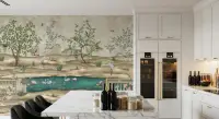Elegant Chinoiserie Garden and Swan Pond Wall Mural