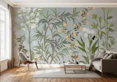 Botanical Bird and Blossom Wall Mural