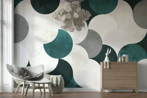 Contemporary Textured Circle Design Wall Mural