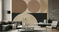 Abstract Geometric Circles Earthy Tone Wall Mural