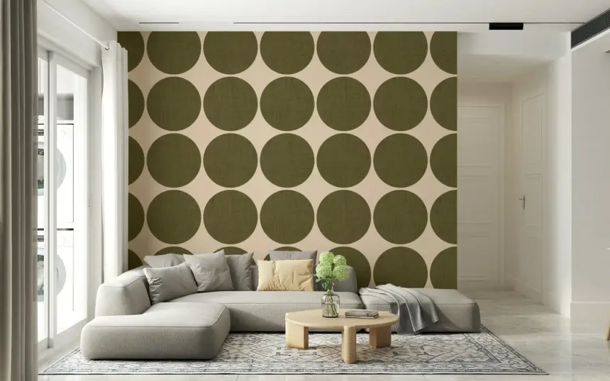 Circles in Linen Wallpaper -2995400