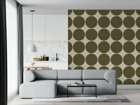 Textured Olive Green Circles Pattern Wallpaper