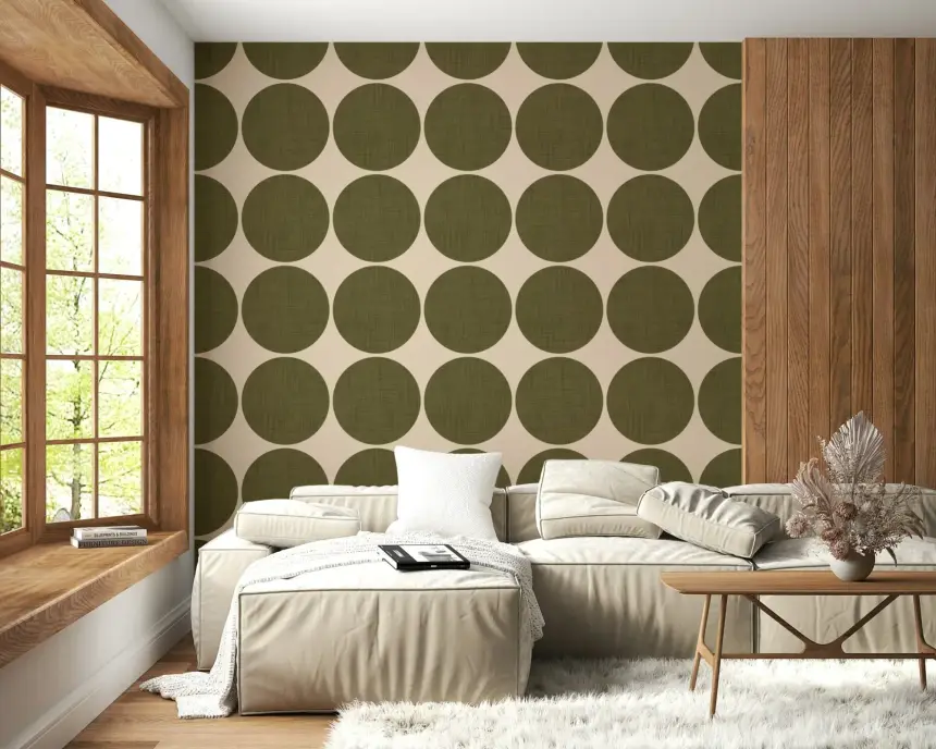 Circles in Linen Wallpaper -2995400
