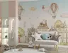 Whimsical Cityscape Animals Kids Wall Mural 4
