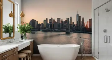 Manhattan Skyline River View Wall Mural