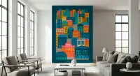 Vibrant Jewel Tone Urban Stack Wallpaper Mural