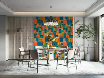 Vibrant Cityscape Pattern Wallpaper