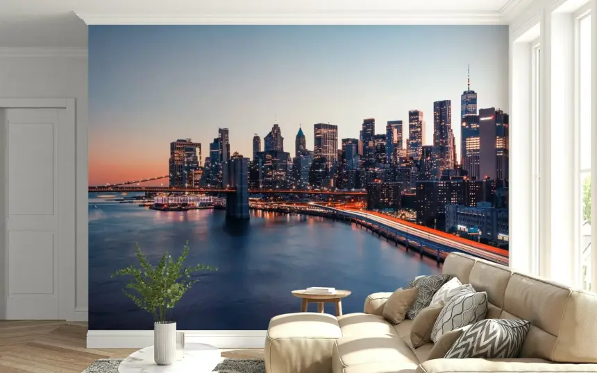 City Lights Dusk Wall Mural