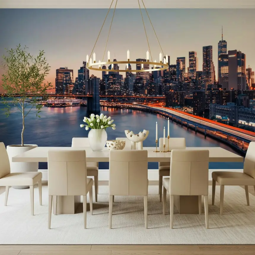 City Lights Dusk Wall Mural