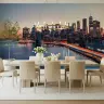 Dusk Manhattan Skyline Brooklyn Bridge Lights Wallpaper 5