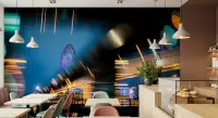 Dynamic City Nightscape Ferris Wheel Wall Mural