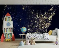 Earth City Lights Night View Wall Mural