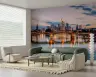Vibrant City Skyline River Reflection Wall Mural 1