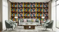 Vibrant Urban Fire Escape Building Pattern Wallpaper