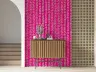 Fuchsia Pink Leafy Stripe Pattern Wallpaper 4