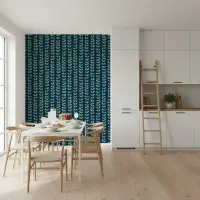 Modern Botanical Leaf Stripe Navy Blue Wallpaper