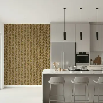Retro Botanical Leaf Stripe Wallpaper