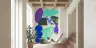 Abstract Organic Teal Aqua Violet Shapes Wallpaper 2